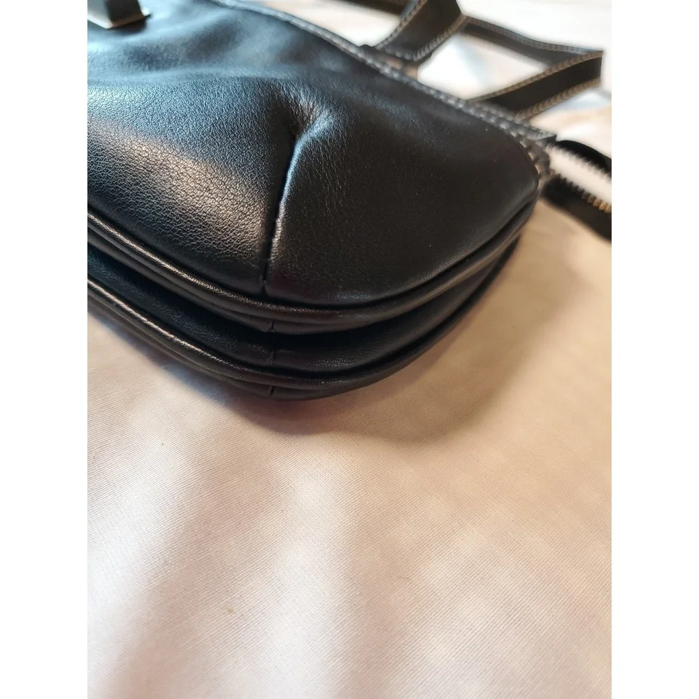 lauren ralph LRL Bag satchel handbag Black Turn Key Lock Top Handles Purse‎ Vtg